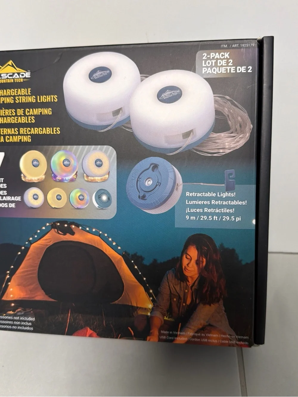 Cascade Rechargeable Camping String Lights - White (2-Pack)